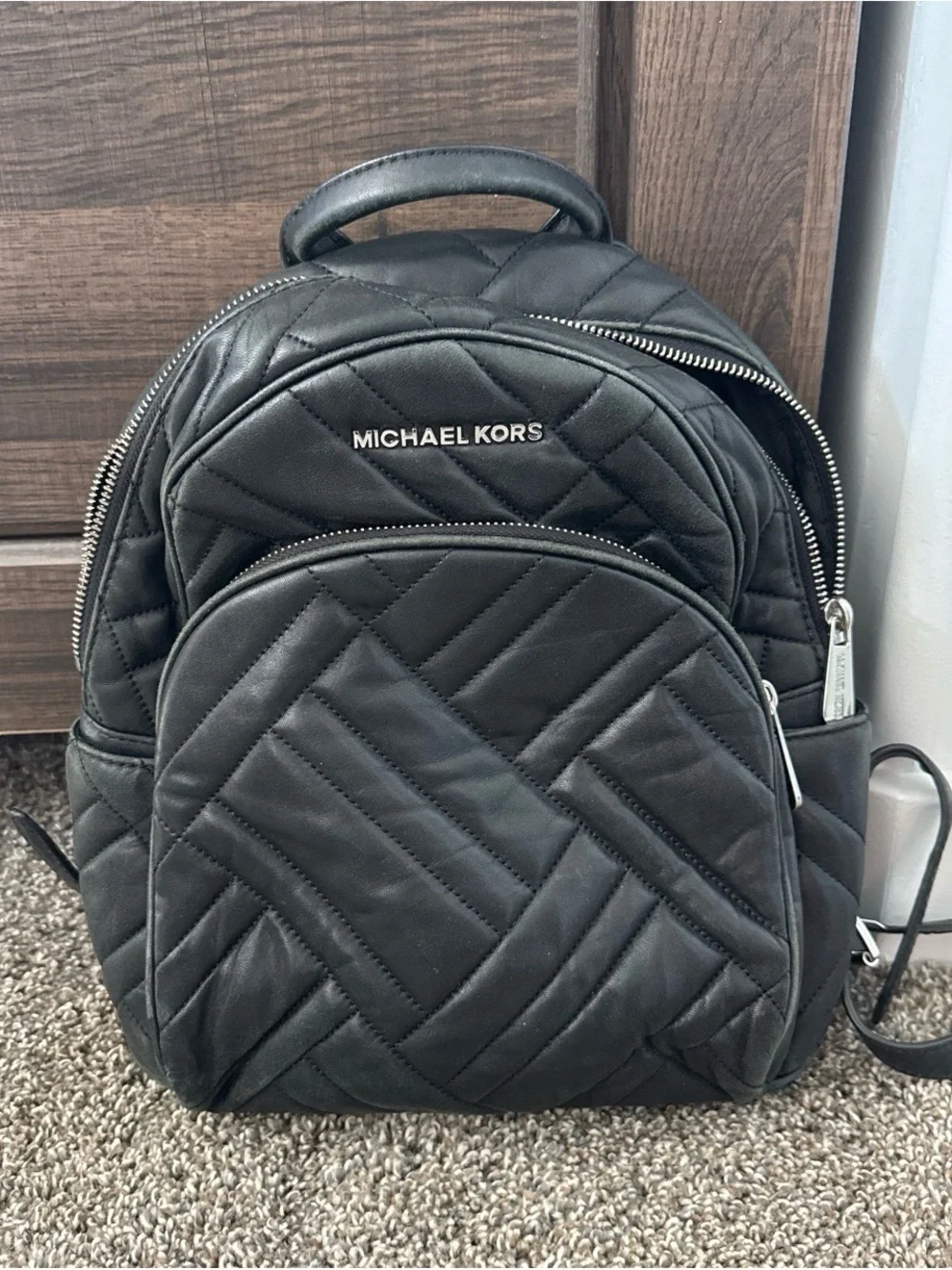Michael Kors Black Quilted Leather Mini Backpack